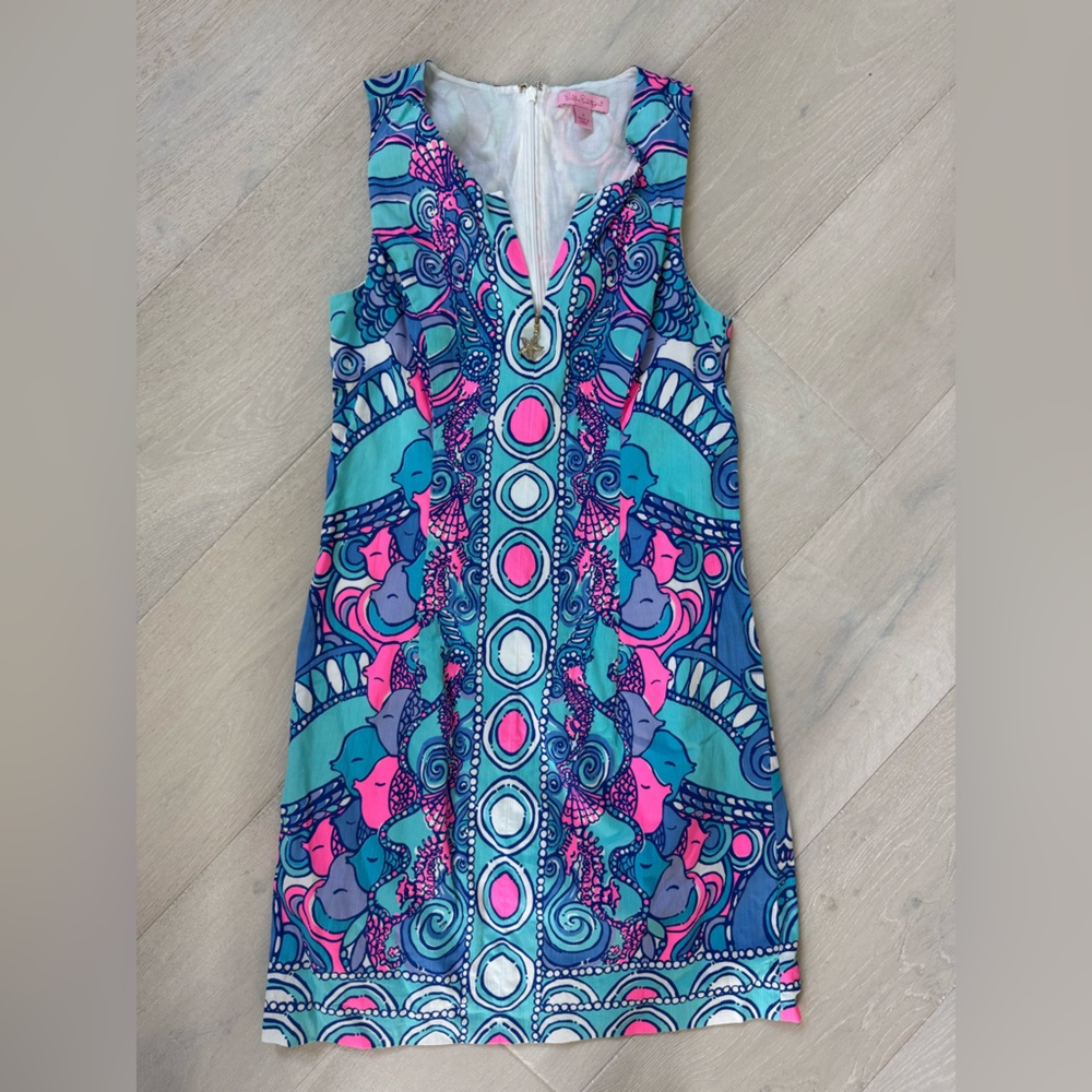 Lilly Pulitzer Blue and Pink fish patterned Shift Dress